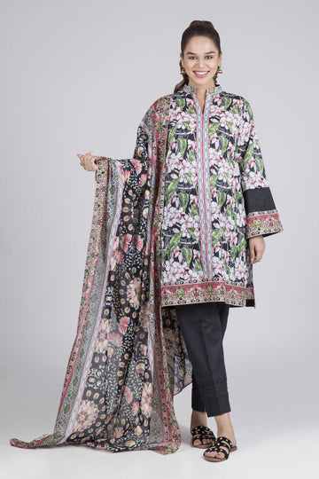 Bonanza Satrangi Beluga Asphalt A - 3 PcSummer Spring Lawn Collection Vol 1 2020 | Bonanza Lawn